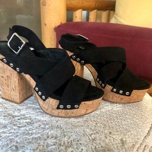 Black Suede Chunky Platform Sandal